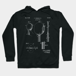 Table Tennis Patent - Tennis Paddle Art - Black Chalkboard Hoodie